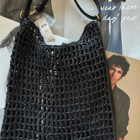 Anthropologie Handbags - New -Anthropologie Black Crochet Shoulder Bag